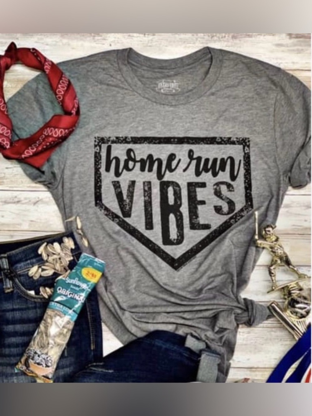 Heather Gray Graphic Tee with White Print